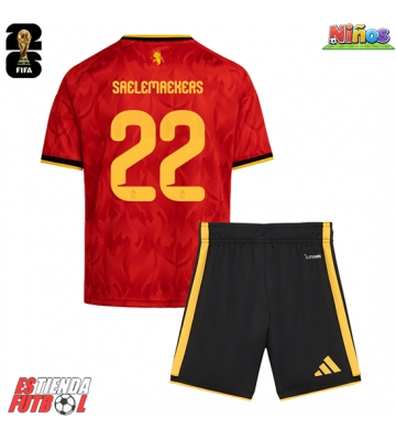 Bélgica Alexis Saelemaekers #22 Primera Equipación Niños Mundial 2026 Manga Corta (+ Pantalones cortos)